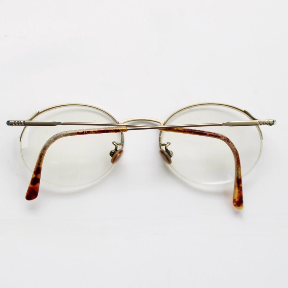 Polo Ralph Lauren Vintage Gold-Tone Metal Tortoise Round Half-Rim Eyeglasses - Picture 2 of 9